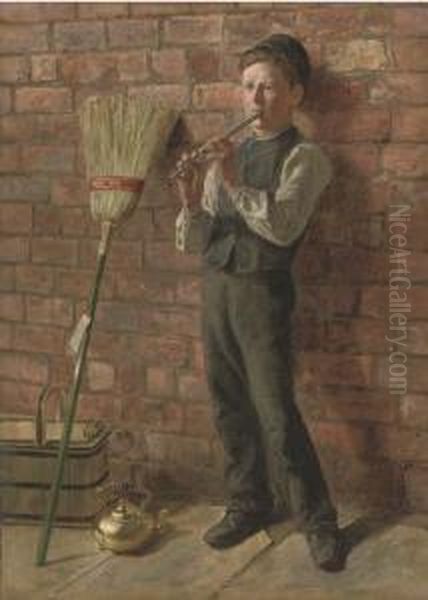 Music Versus Work Oil Painting by Joseph Edward Worrall