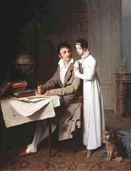 The Geography Lesson Portrait of Monsieur Gaudry and His Daughter Oil Painting by Louis Leopold Boilly