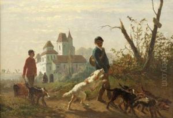 Le Depart Pour La Chasse Oil Painting by Edouard Woutermaertens