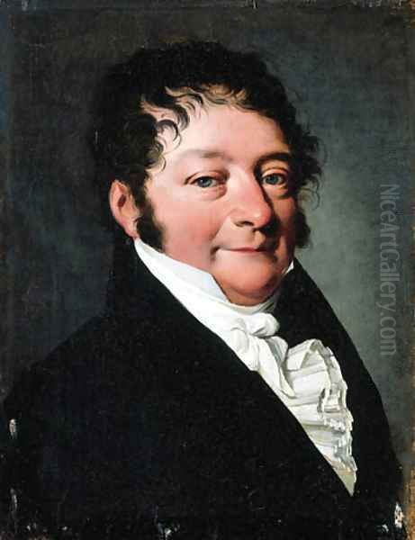 Portrait of a gentleman, small bust-length, in a black jacket Oil Painting by Louis Leopold Boilly