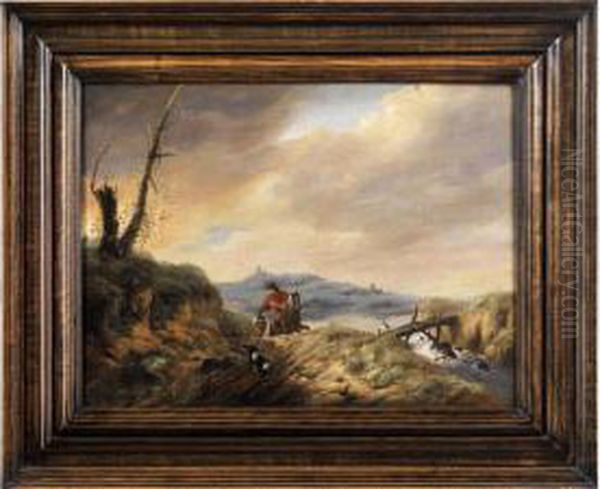 Reiter In Einer Hugeligen Flusslandschaft Oil Painting by Jan Wouwerman