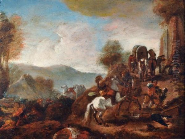 La Battaglia Oil Painting by Pieter Wouwermans or Wouwerman