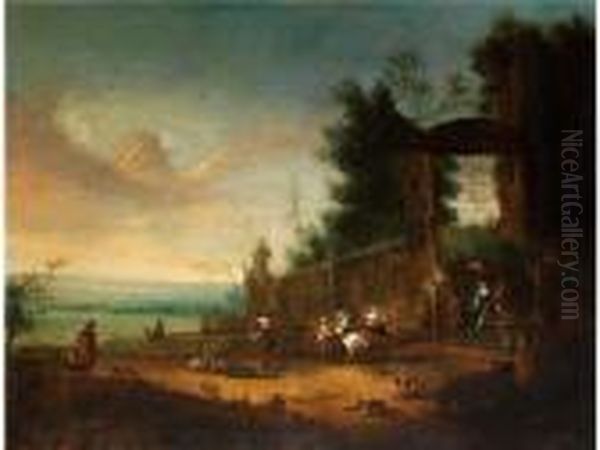 Ausritt Zur Falkenjagd Oil Painting by Pieter Wouwermans or Wouwerman