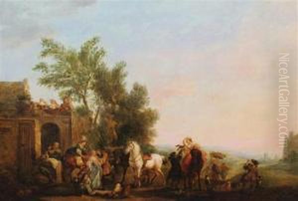 The Hawking Party Oil Painting by Pieter Wouwermans or Wouwerman