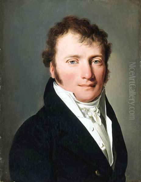 Portrait of a gentleman, small bust-length, in a black jacket 4 Oil Painting by Louis Leopold Boilly