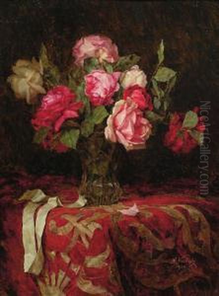 Blumenstillleben Oil Painting by Anton Wrabetz