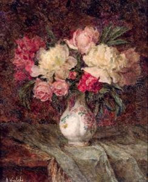 Blumenstillleben Oil Painting by Anton Wrabetz