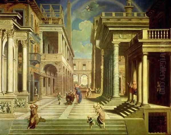 Emperor Augustus and the Sibyl 1535 Oil Painting by Paris Bordone