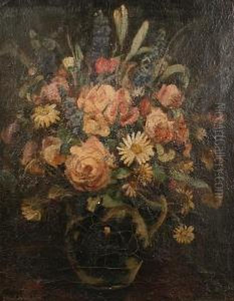 Still Life Of Roses Oil Painting by Ethel Wright