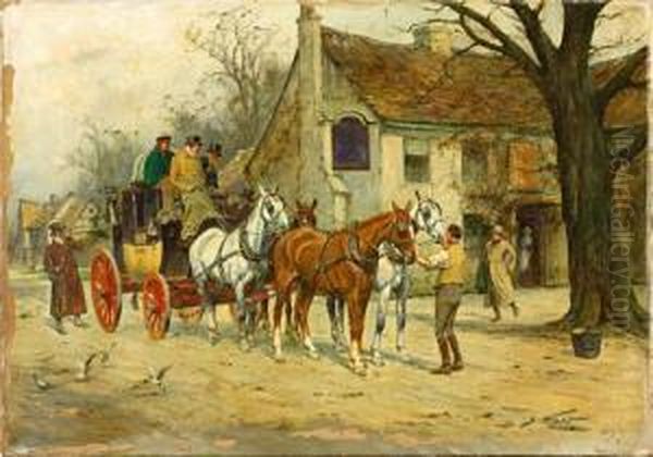 Carriage Scene Oil Painting by George Wright