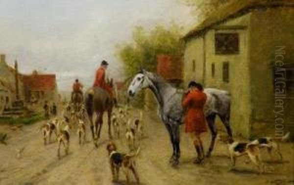 The Hunt Sets Off Oil Painting by George Wright