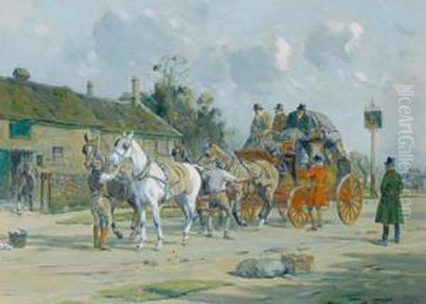 At The Post House Oil Painting by George Wright