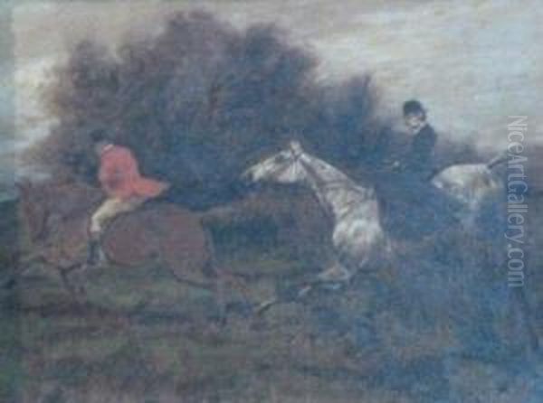 Hunting Scene Oil Painting by George Wright