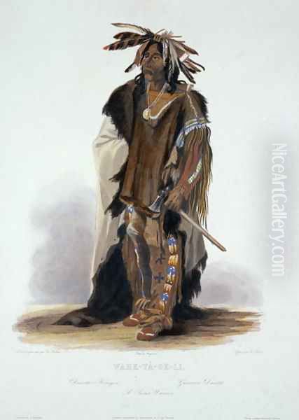 Wahk-Ta-Ge-Li, a Sioux Warrior, plate 8 from Volume 2 of 'Travels in the Interior of North America', 1844 Oil Painting by Karl Bodmer