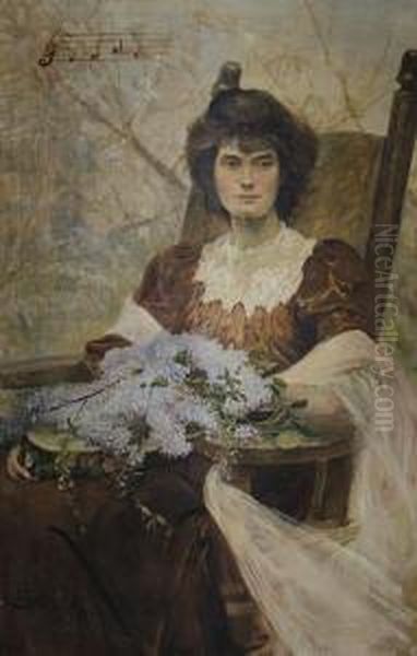 Portrait Of Ella King-hall Oil Painting by Henry Charles Seppings Wright