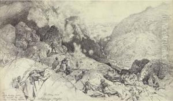 'the Firing Line', A Skirmish Spent With The Russians Oil Painting by Henry Charles Seppings Wright