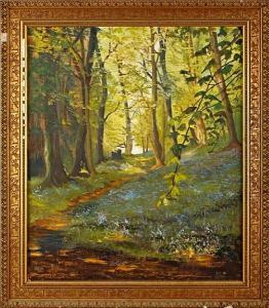 The Bluebell Woods Oil Painting by J. Wright