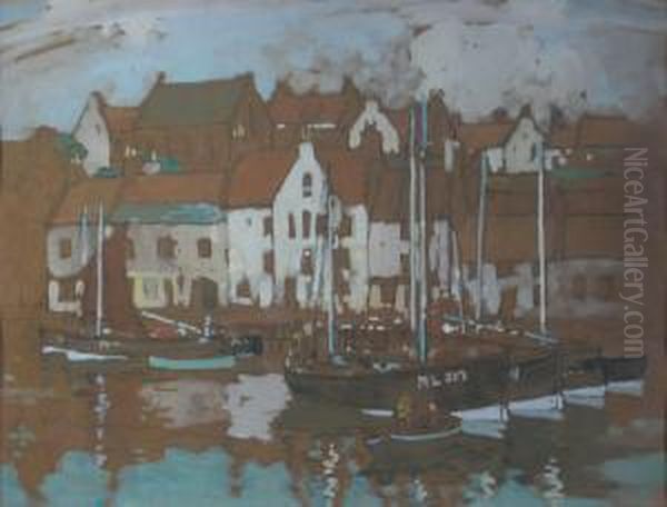 Fishing Boats In Methil Oil Painting by James Wright