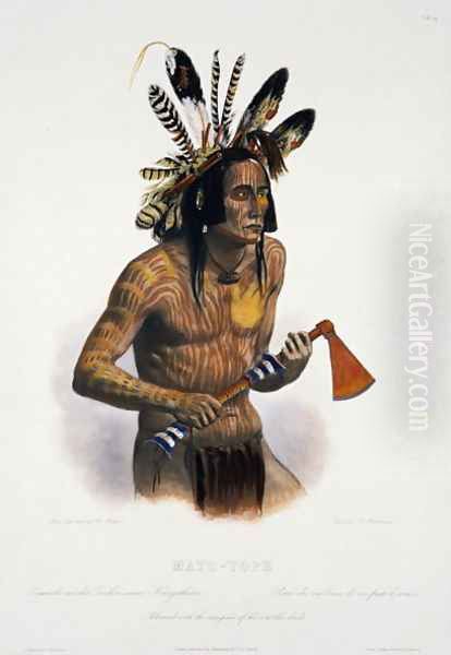 Mato-Tope, Adorned with the Insignia of his Warlike Deeds, plate 14 from Volume 2 of 'Travels in the Interior of North America' Oil Painting by Karl Bodmer