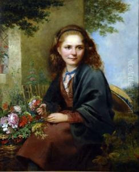 The Flower Seller Oil Painting by James Henry Wright