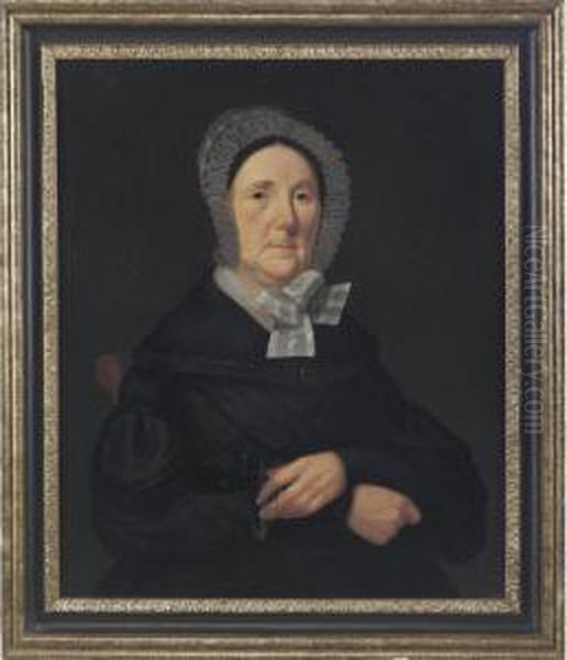 Portrait Of A Lady In A White Lace Collar Oil Painting by James Henry Wright