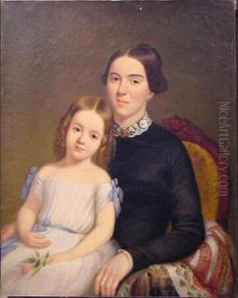 Mother And Daughter Oil Painting by James Henry Wright