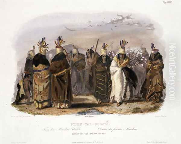 Ptihn-Tak-Ochata, Dance of the Mandan Women, plate 28 from Volume 1 of 'Travels in the Interior of North America' Oil Painting by Karl Bodmer