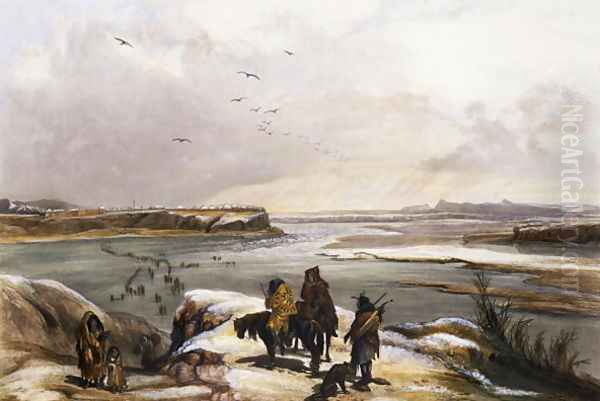 Fort Clark on the Missouri, February 1834, plate 15 from Volume 2 of 'Travels in the Interior of North America' Oil Painting by Karl Bodmer