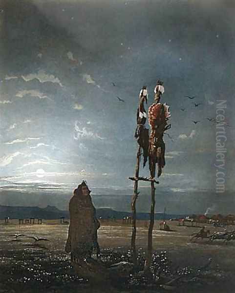 Idols of the Mandan Indians Oil Painting by Karl Bodmer