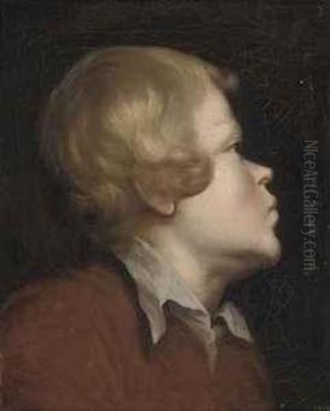 Portrait Of A Young Boy, Bust-length, In Profile Oil Painting by Josepf Wright Of Derby