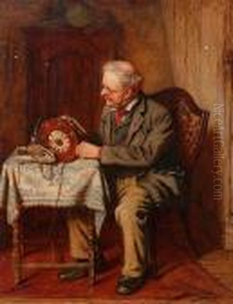 The Clockmaker; Stoking The Fire Oil Painting by Robert W. Wright