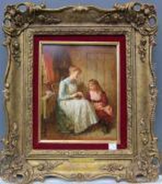 The Crochet Lesson Oil Painting by Robert W. Wright