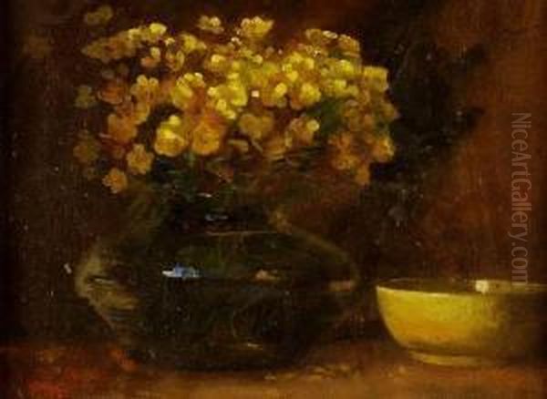 Still Life With Yellow Flowers Oil Painting by Sarah Jane Wright