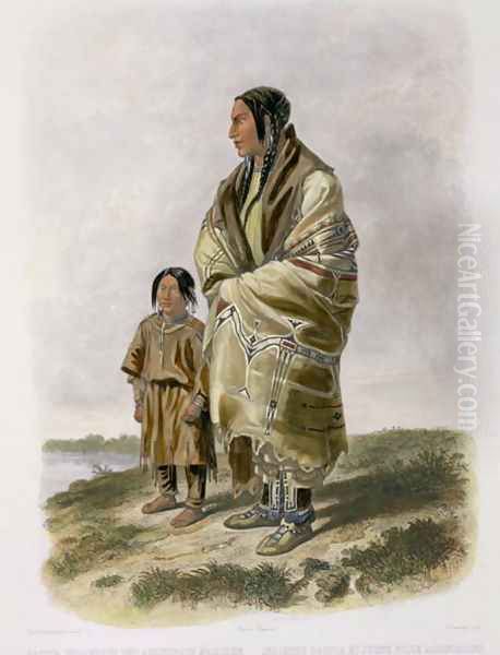 Dacota Woman and Assiniboin Girl, plate 9 from volume 2 of `Travels in the Interior of North America' Oil Painting by Karl Bodmer