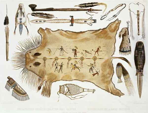 Indian Utensils and Arms, plate 21 from Volume 2 of 'Travels in the Interior of North America' 1844 Oil Painting by Karl Bodmer