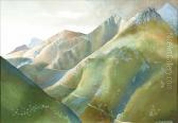 Mountainouslandscape Oil Painting by Walter Wright