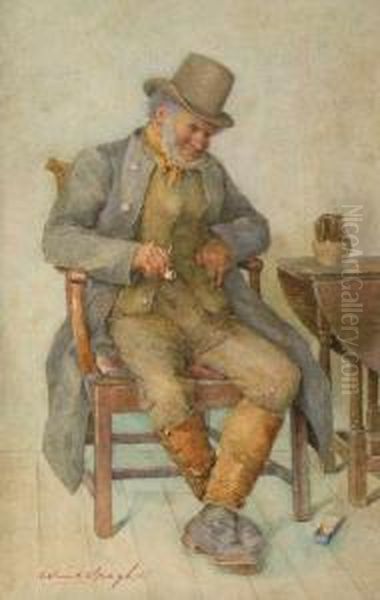 Man With Pipe Oil Painting by William, Sir Wright