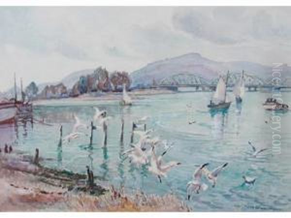 The River Adur At Shoreham Oil Painting by Isabel Wrightson