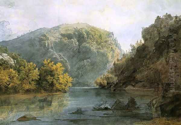 The Delaware Water Gap Oil Painting by Karl Bodmer