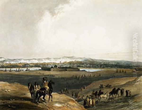 Fort Union on the Missouri, plate 28 from Volume 2 of 'Travels in the Interior of North America' Oil Painting by Karl Bodmer