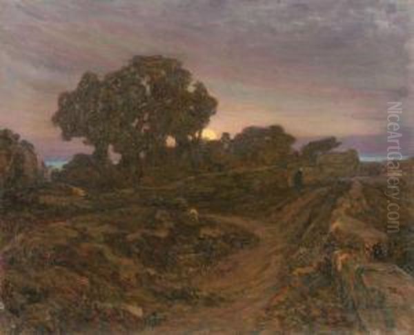 Sunset Over The Hilltop Oil Painting by Konstantin Haritonov Wroblewsky