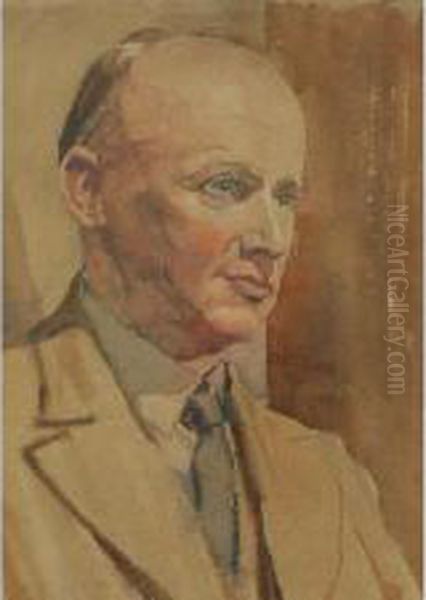 James Chettle R.b.a. President Manchester Academy Oil Painting by Mary Mcnicoll Wroe