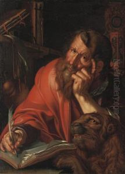 Wtewael The Evangelist Mark Oil Painting by Joachim Wtewael (Uytewael)