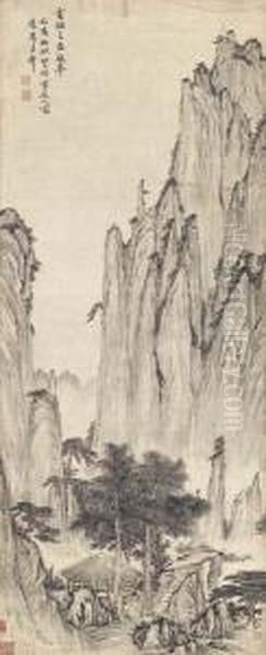 Slopes Of Mount Huang Oil Painting by Chuan Wu