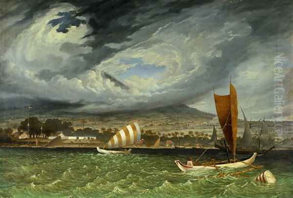 Fort Utrecht, Java coast in Strait of Bali Oil Painting by Thomas Baines