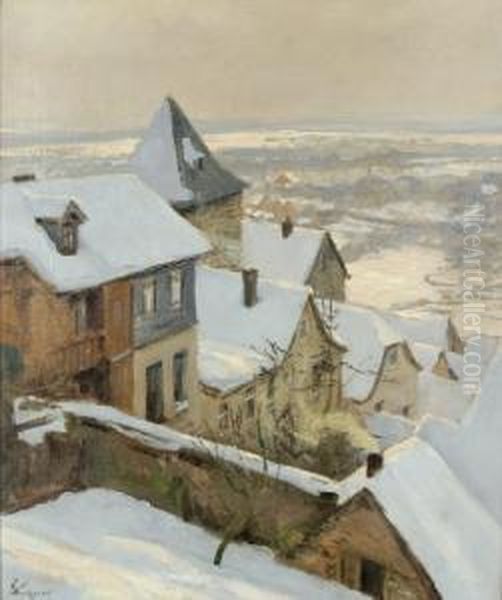 Kronberg - Blick Uber Das Eichentor Ins Tal Oil Painting by Fritz Wucherer