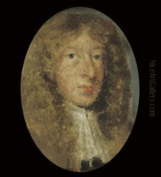 A Gentleman, In White Lace Cravat And Powdered Curling Wig Oil Painting by Abraham Wuchters