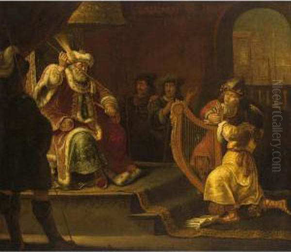 David Playing The Harp Before Saul (i Sam. 16:23) by Franz Wulfhagen