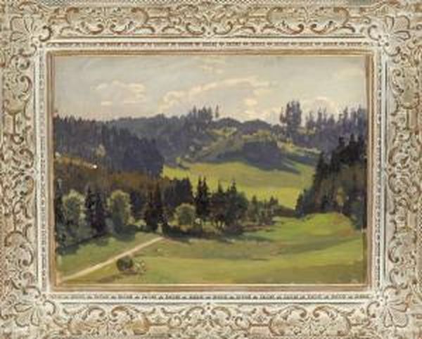 Allgauer Landschaft Oil Painting by Albert Wunderlich