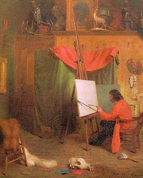 Self-Portrait in the Studio 1860s Oil Painting by William Holbrook Beard